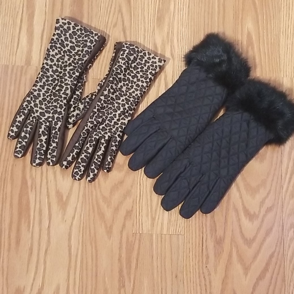 Preston of York gloves black with fur med